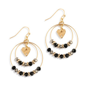 Beaded Love Earrings: Black