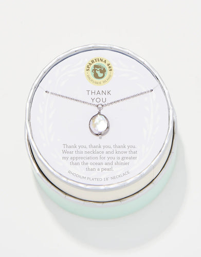 Thank You/Coin Pearl Silver Necklace