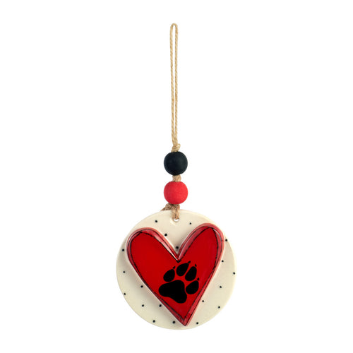 Paw Print Heart Ornaments