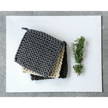 Load image into Gallery viewer, Charcoal &amp; Cream Crocheted Pot Holders