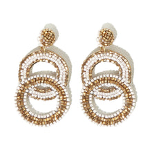 Load image into Gallery viewer, Ivory Gold Double Circle Post Earrings