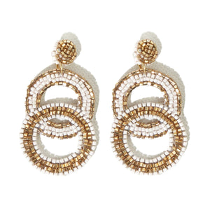 Ivory Gold Double Circle Post Earrings
