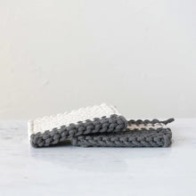 Load image into Gallery viewer, Charcoal &amp; Cream Crocheted Pot Holders