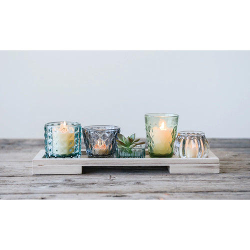 Tray With Glass Votive Tealight Holders Set of 6